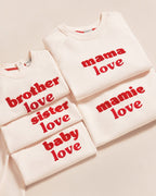 Le Sweat Brodé Sister Love En Coton Bio - Crème Et Rouge