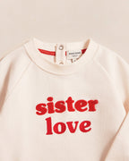 Le Sweat Brodé Sister Love En Coton Bio - Crème Et Rouge