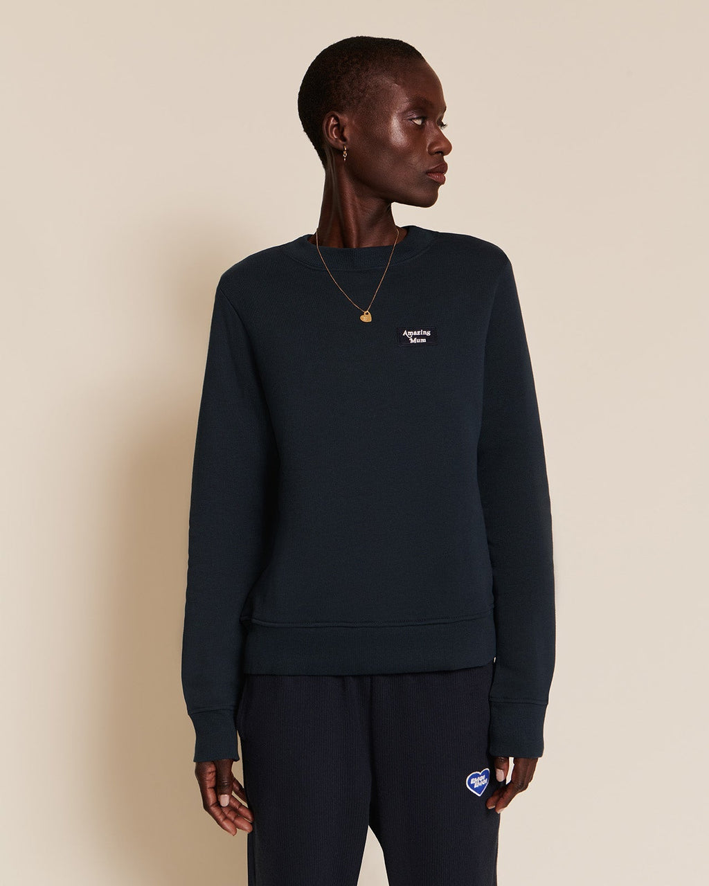 Le Sweat Mini Patch Amazing Mum En Coton Bio - Charbon