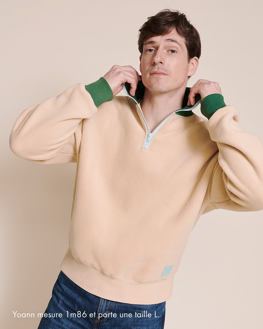 Le Sweat Stan En Polaire Recyclée Et Col Zippé - Latte