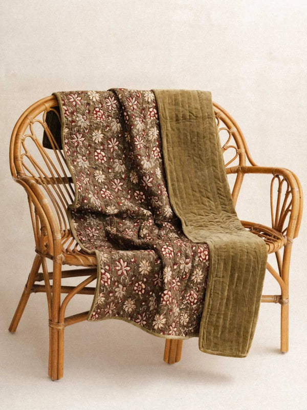 Plaid velours - Sauge - 110x160cm - kirane