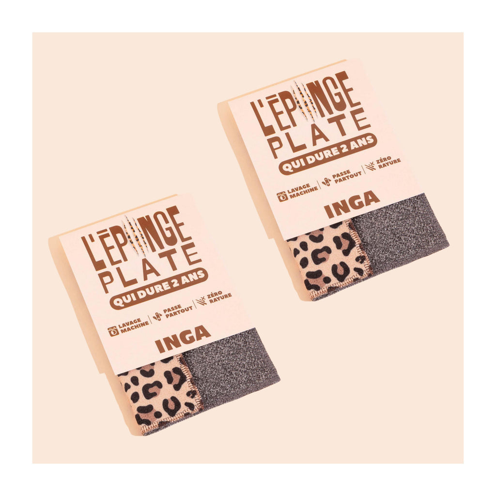 New - Duo D'Éponges Plates Léopard