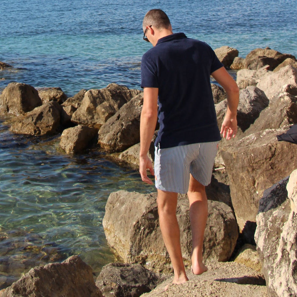 Polo Eponge Bleu Marine 100% Coton