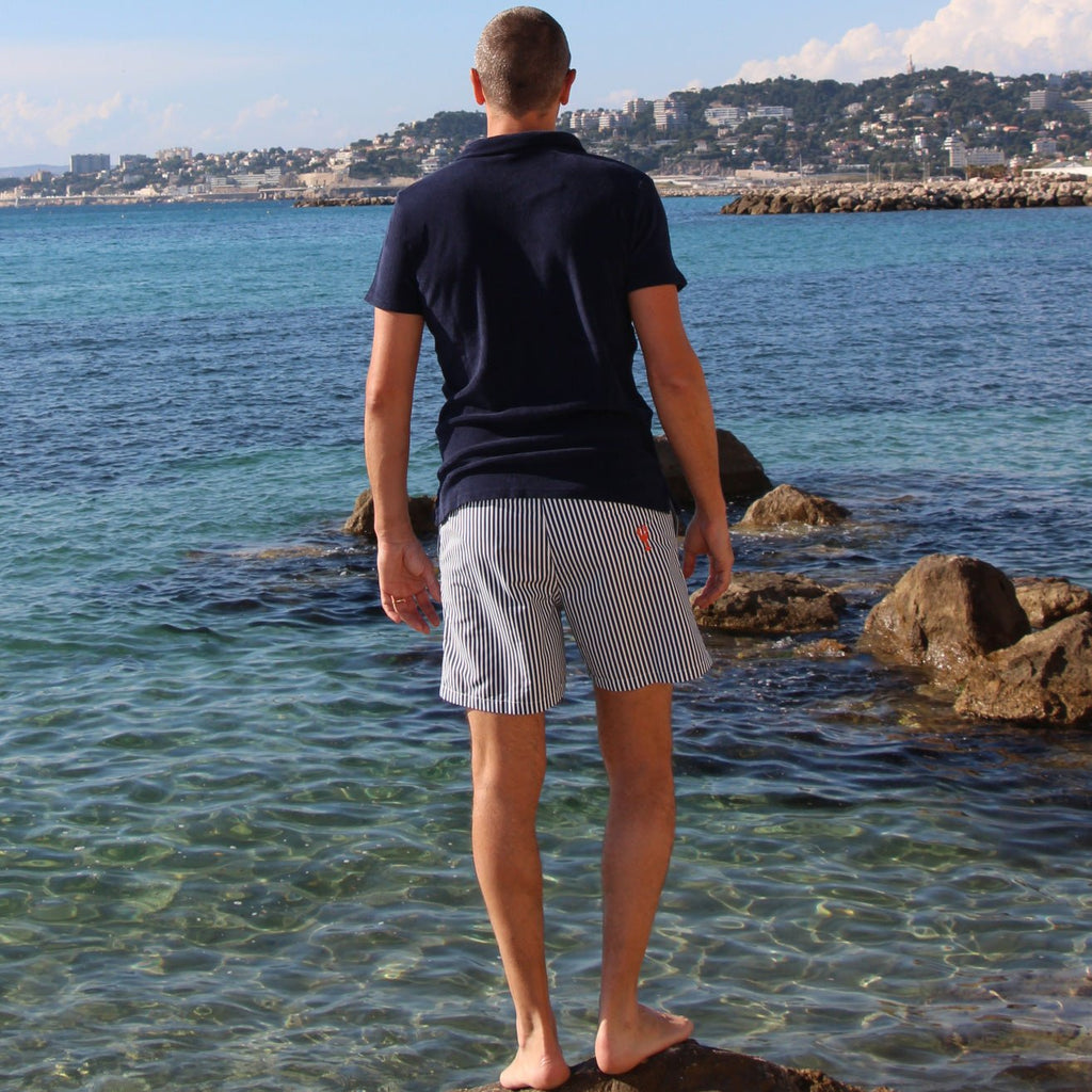 Polo Eponge Bleu Marine 100% Coton