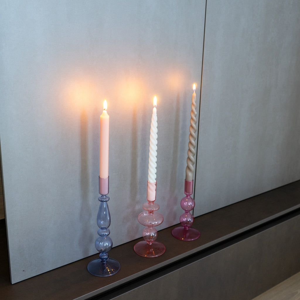 Samarcanda - Lot De 2 Bougeoirs - Rose - Verre Borosilicate