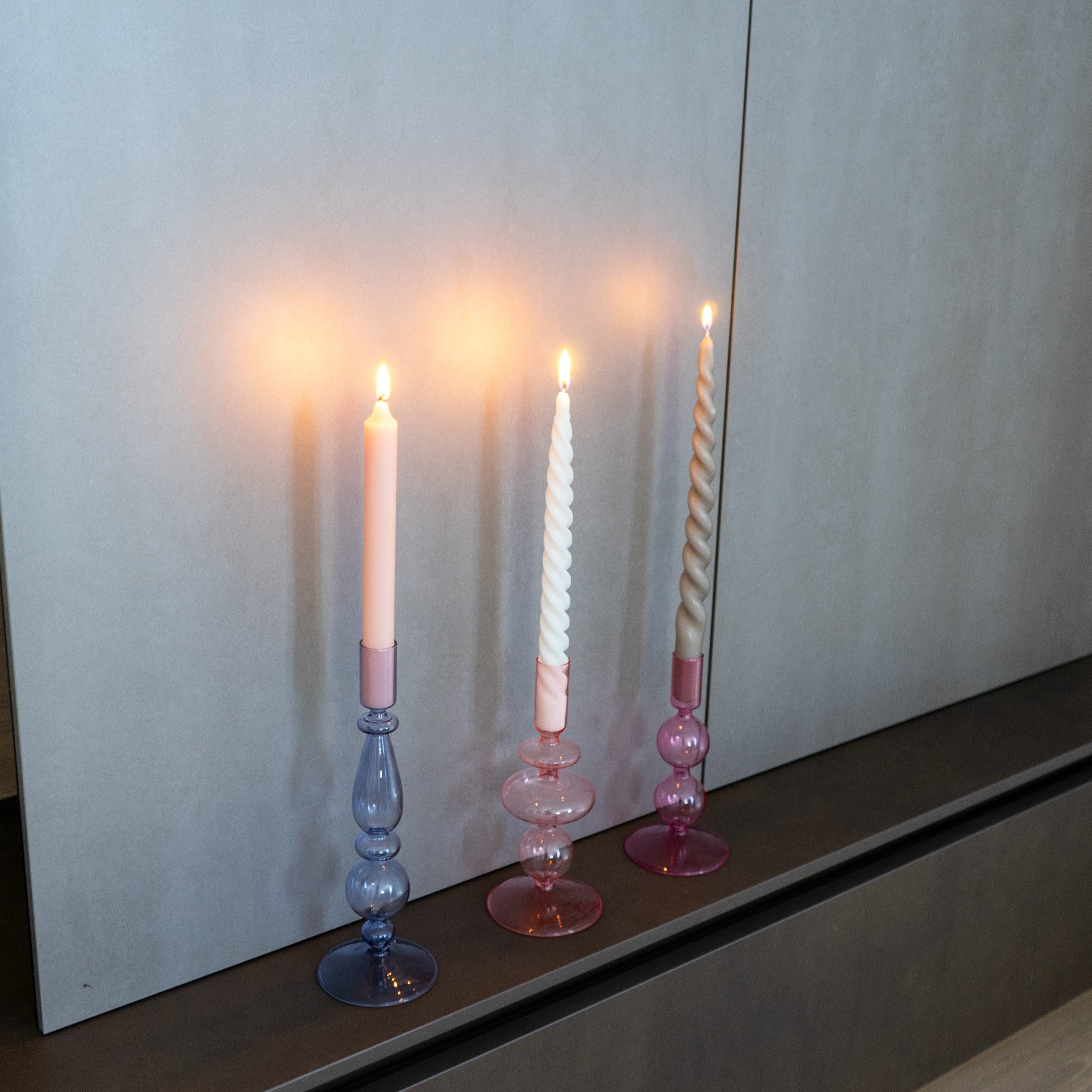 Samarcanda - Lot De 2 Bougeoirs - Rose - Verre Borosilicate