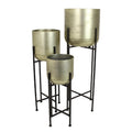 Set de 3 portes-plantes en métal doré, pied noir Champagne Planter - INSIDE Box - Shop - Conseil