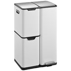 Poubelle De Tri Inox Haja - 60L - 3Bacs - Blanc