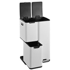 Poubelle De Tri Inox Haja - 60L - 3Bacs - Blanc