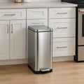 Poubelle de cuisine à pédale tri sélectif recyclage 50L(30L+20L) EDGE en acier Inox brossé avec seau