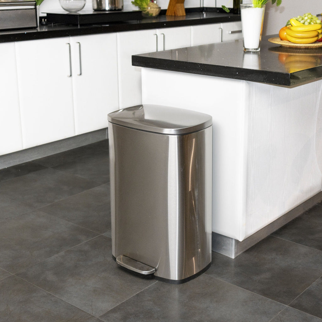 Poubelle de cuisine à pédale 50L Design ADMIRAL en acier Inox brossé avec seau et fermeture douce