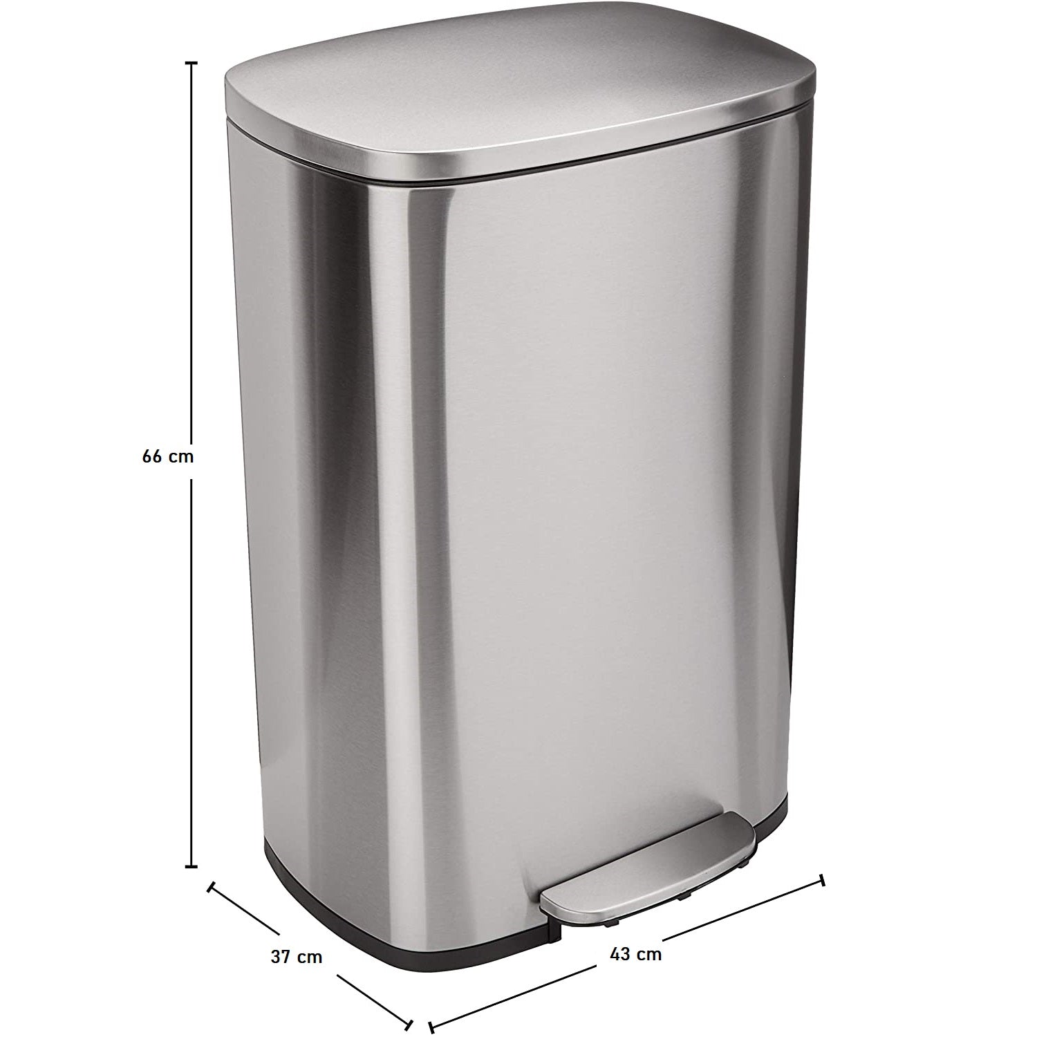 Poubelle de cuisine à pédale 50L Design ADMIRAL en acier Inox brossé avec seau et fermeture douce - REDDECO.com