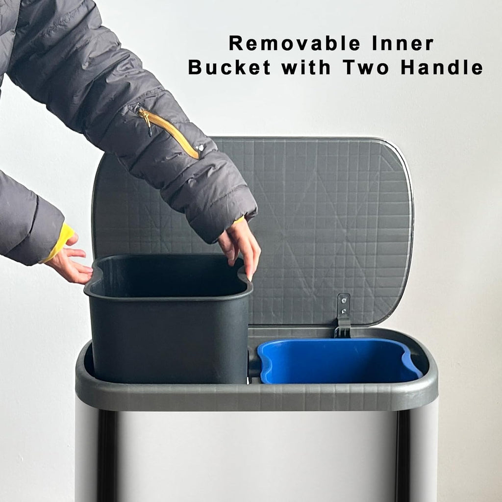 Poubelle De Tri Inox Empire - 60L - 2Bacs - Argent