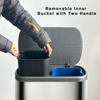 Poubelle De Tri Inox Empire - 60L - 2Bacs - Argent