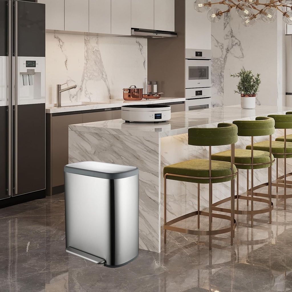 Poubelle De Tri Inox Empire - 60L - 2Bacs - Argent