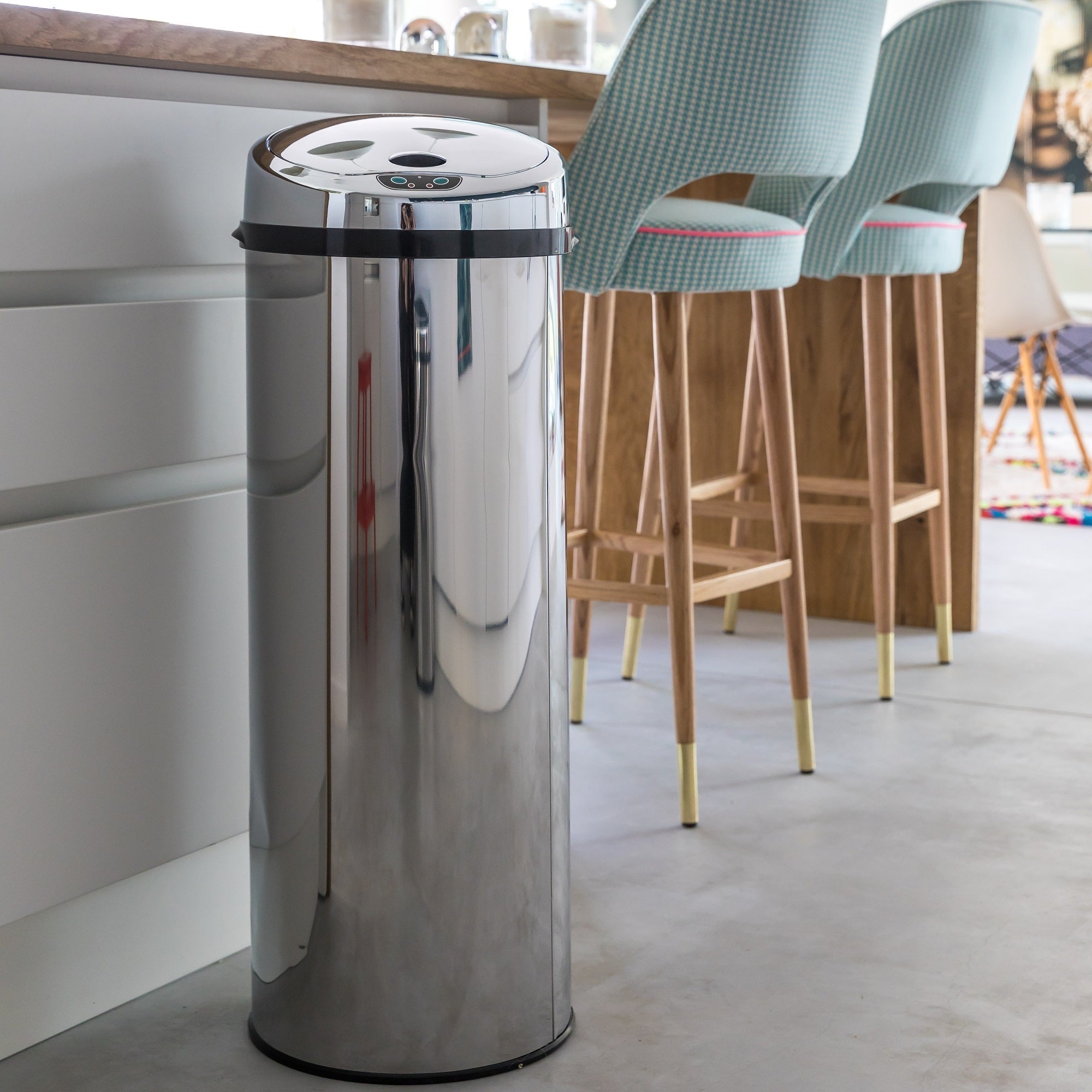 Poubelle de cuisine automatique 50L ARTIC en acier Inox H85cm avec cerclage