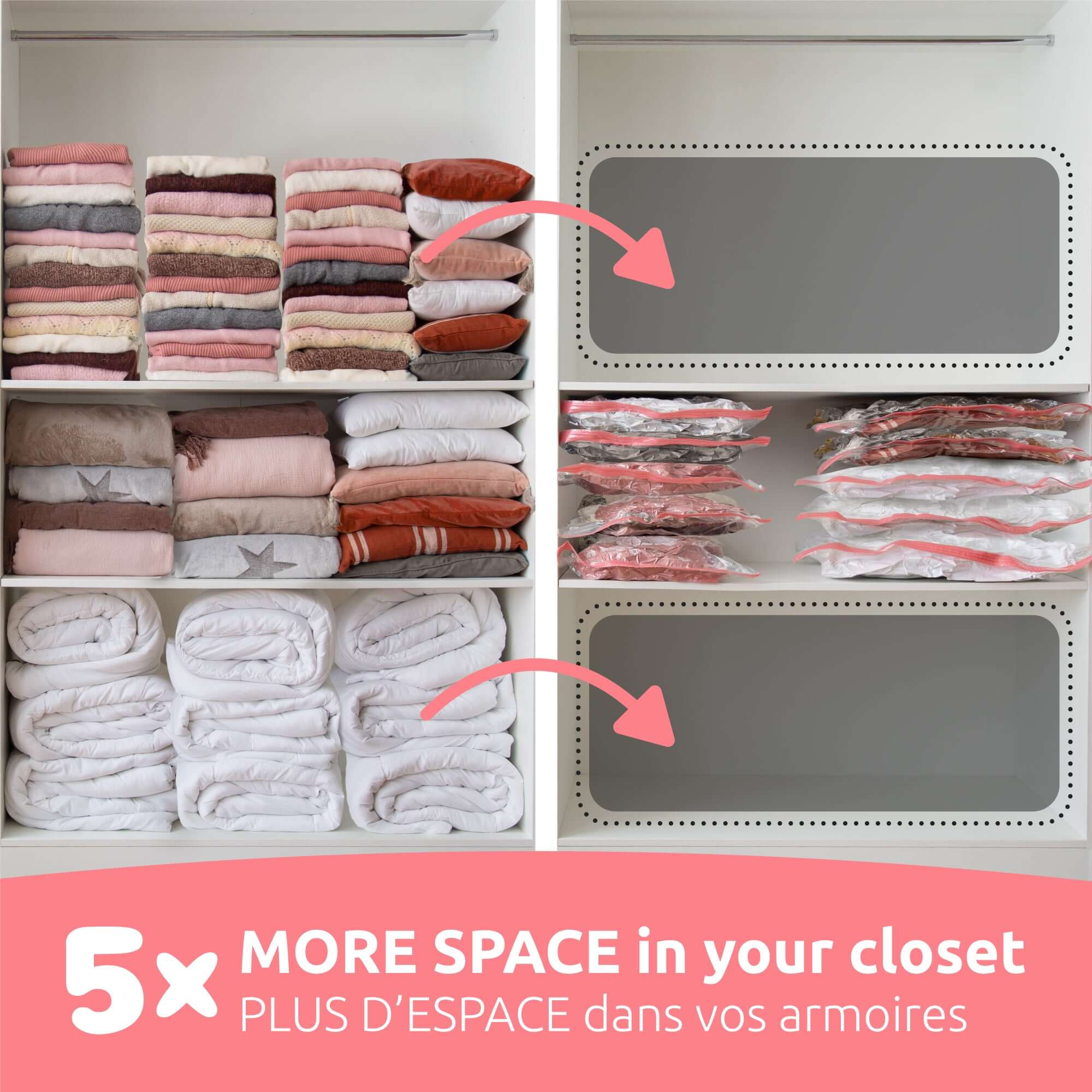Lot 3 Sacs Rangement Sous Vide Aspispace M+L