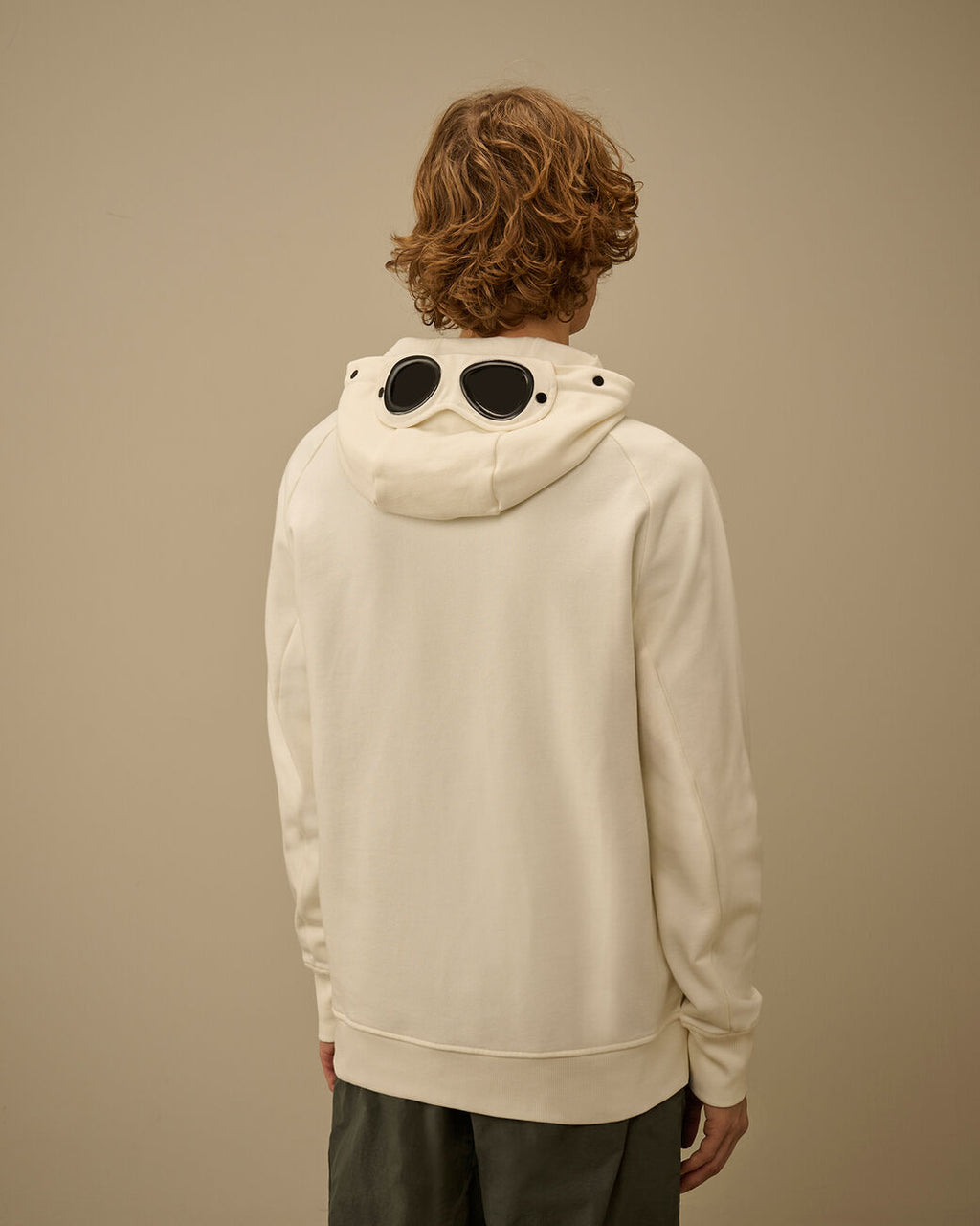 CP Company - Sweat À Capuche Zippé Diagonal Fleece Goggle – Blanc