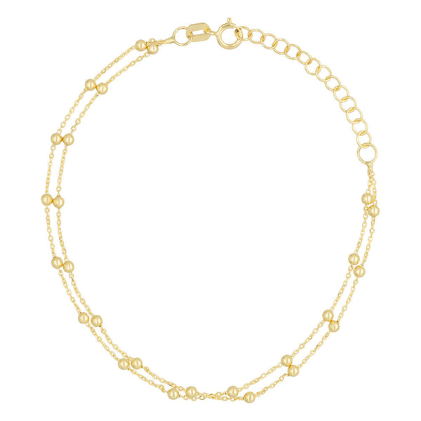 Bracelet Double chaîne boules en Or jaune 375/1000