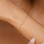 Bracelet Double Chaîne Boules En Or Jaune 375/1000