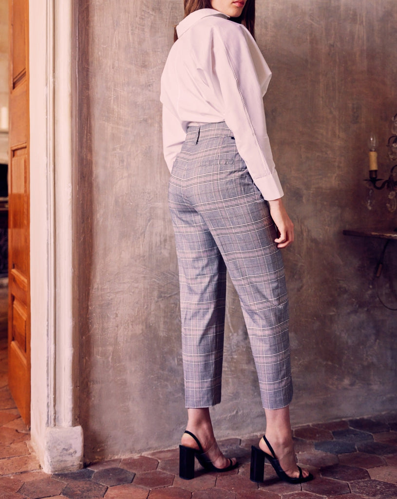 Reiko - Pantalon Basic Liv Straight Cropped - Sparkle Checks - Femme
