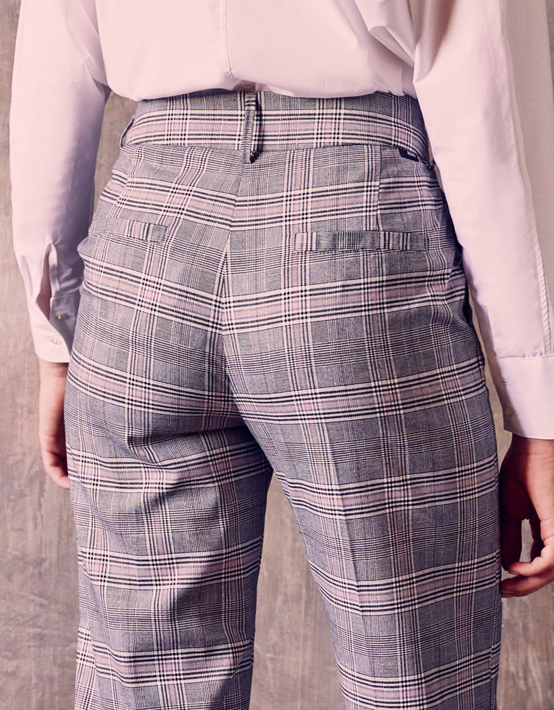 Reiko - Pantalon Basic Liv Straight Cropped - Sparkle Checks - Femme