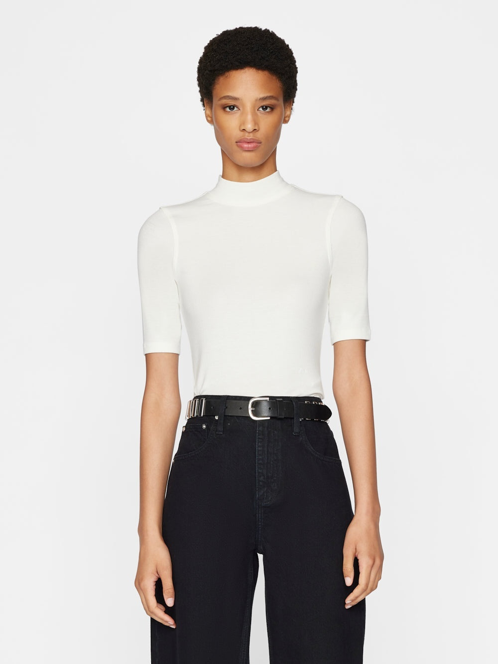 T-Shirt Rib Mockneck - Off White