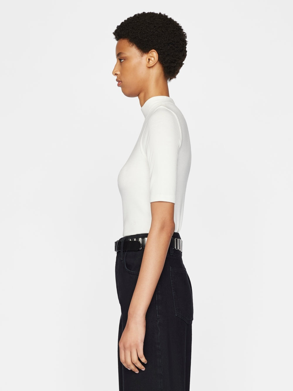 T-Shirt Rib Mockneck - Off White