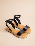 Espadrilles Plates Rioja - Cuir Noir - Femme