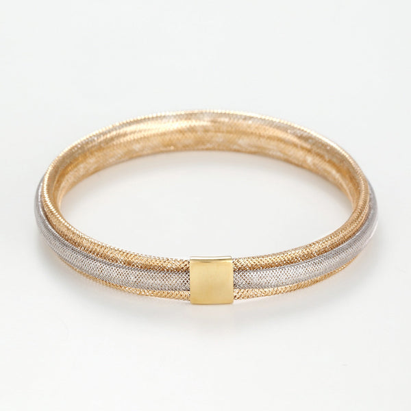 Bracelet " Vico Scintillant 8Mm" Or Jaune 375/1000 - Or Bicolore 375/1000
