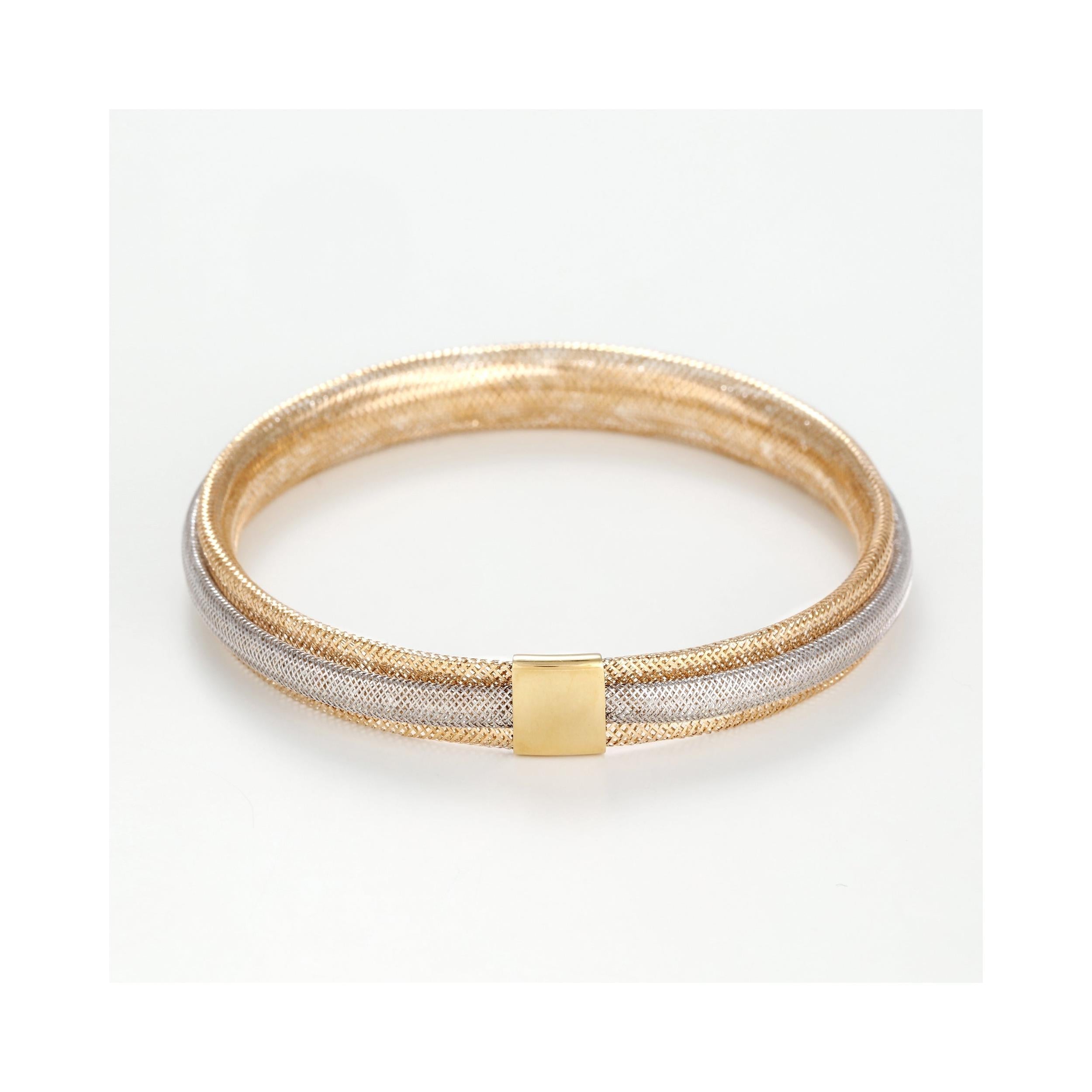 Bracelet " Vico Scintillant 8Mm" Or Bicolore 375/1000