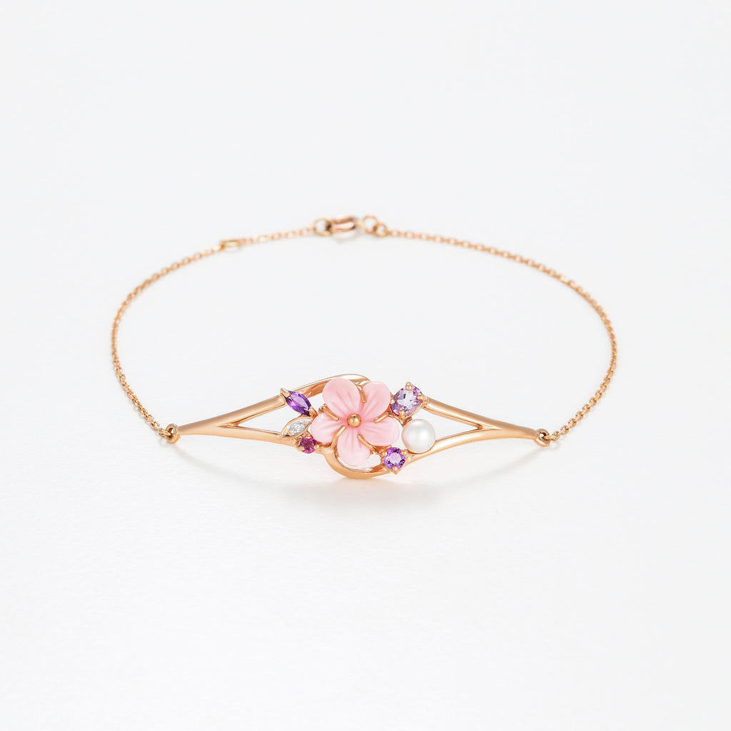 Bracelet "Norina" D0,005/1 AM0,28/3 RHO0,06/1 MOP+PERLE