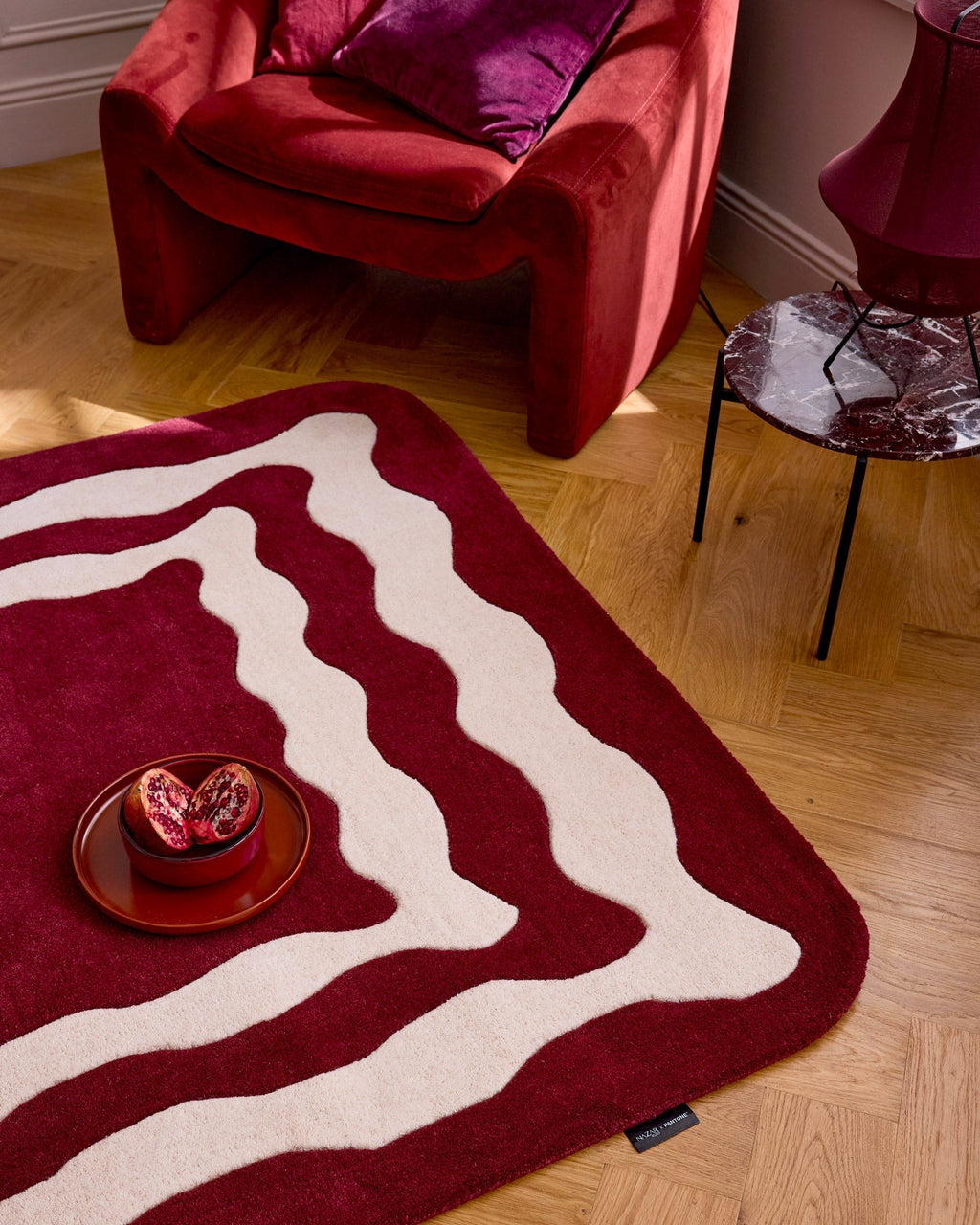 Rouge d'orage – Tapis en laine Davy - Bordeaux Rouge d'orage
