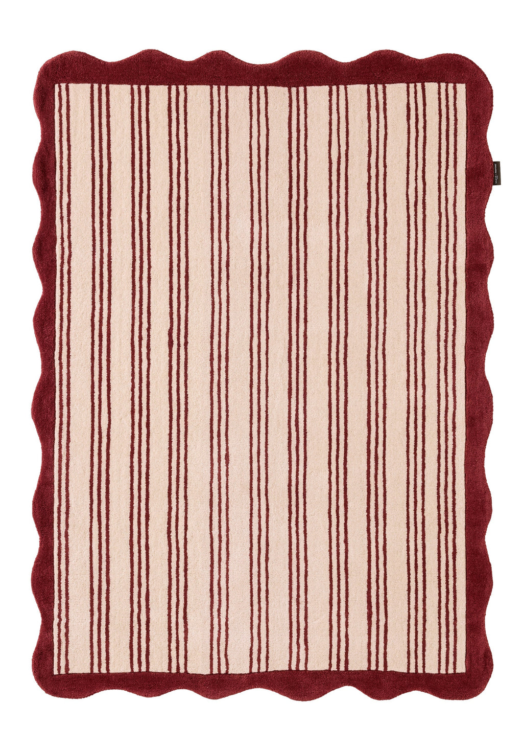 Rouge d'orage – Tapis en laine à rayure - bordeaux Rouge d'orage