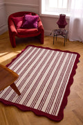 Rouge d'orage – Tapis en laine à rayure - bordeaux Rouge d'orage