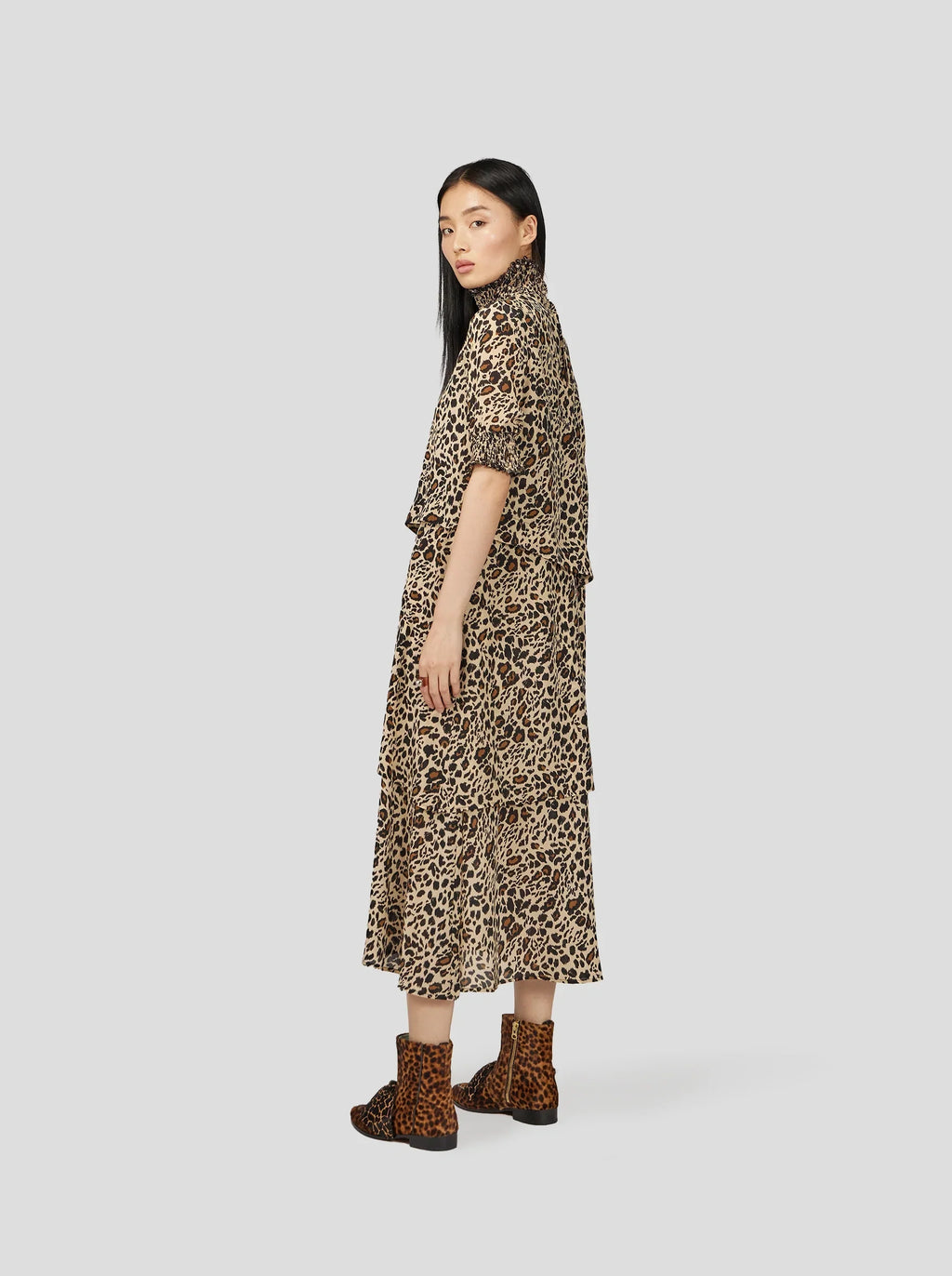 Robe Dries En Imprimé Léopard Soyeux