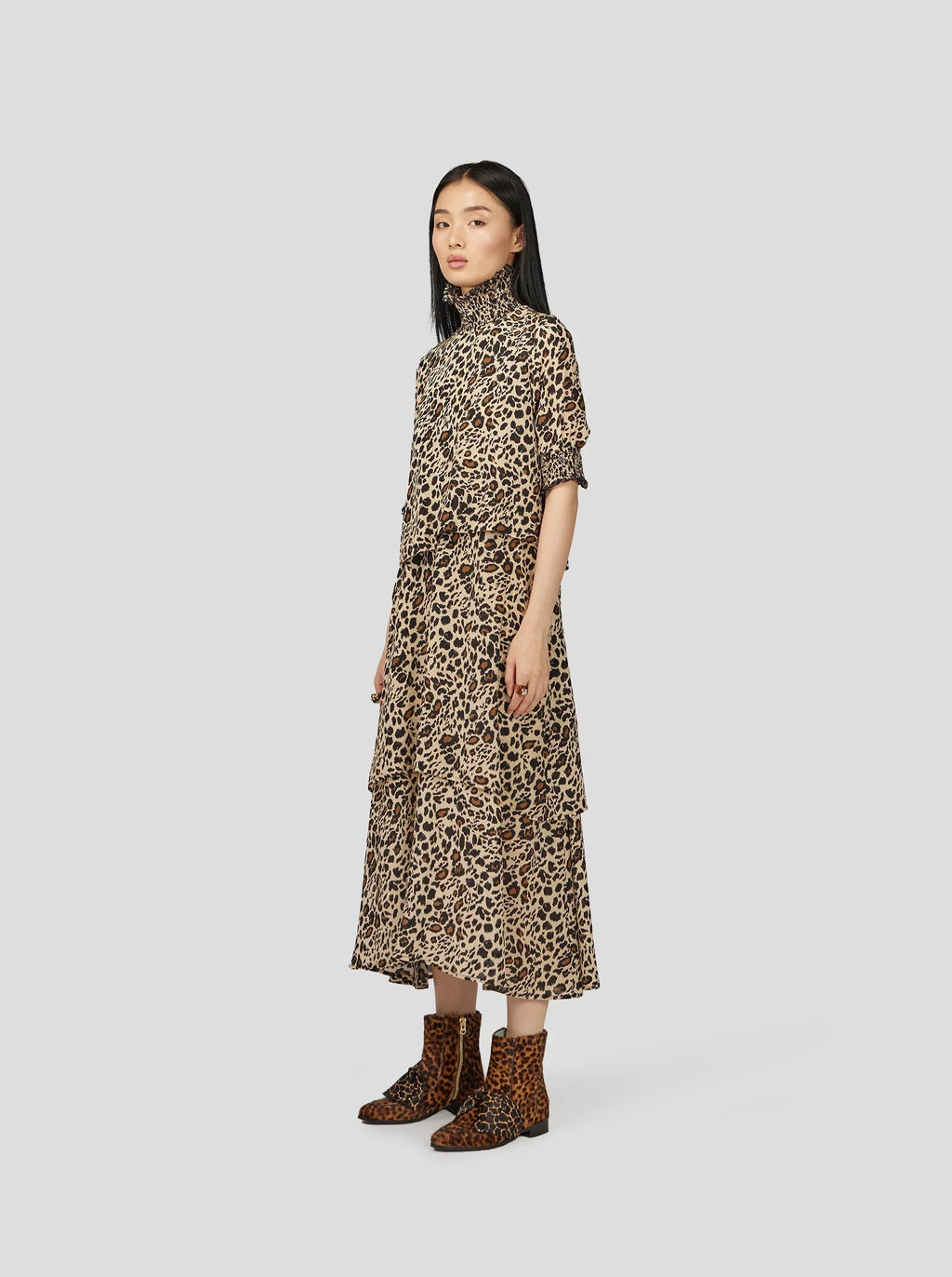 Robe Dries En Imprimé Léopard Soyeux