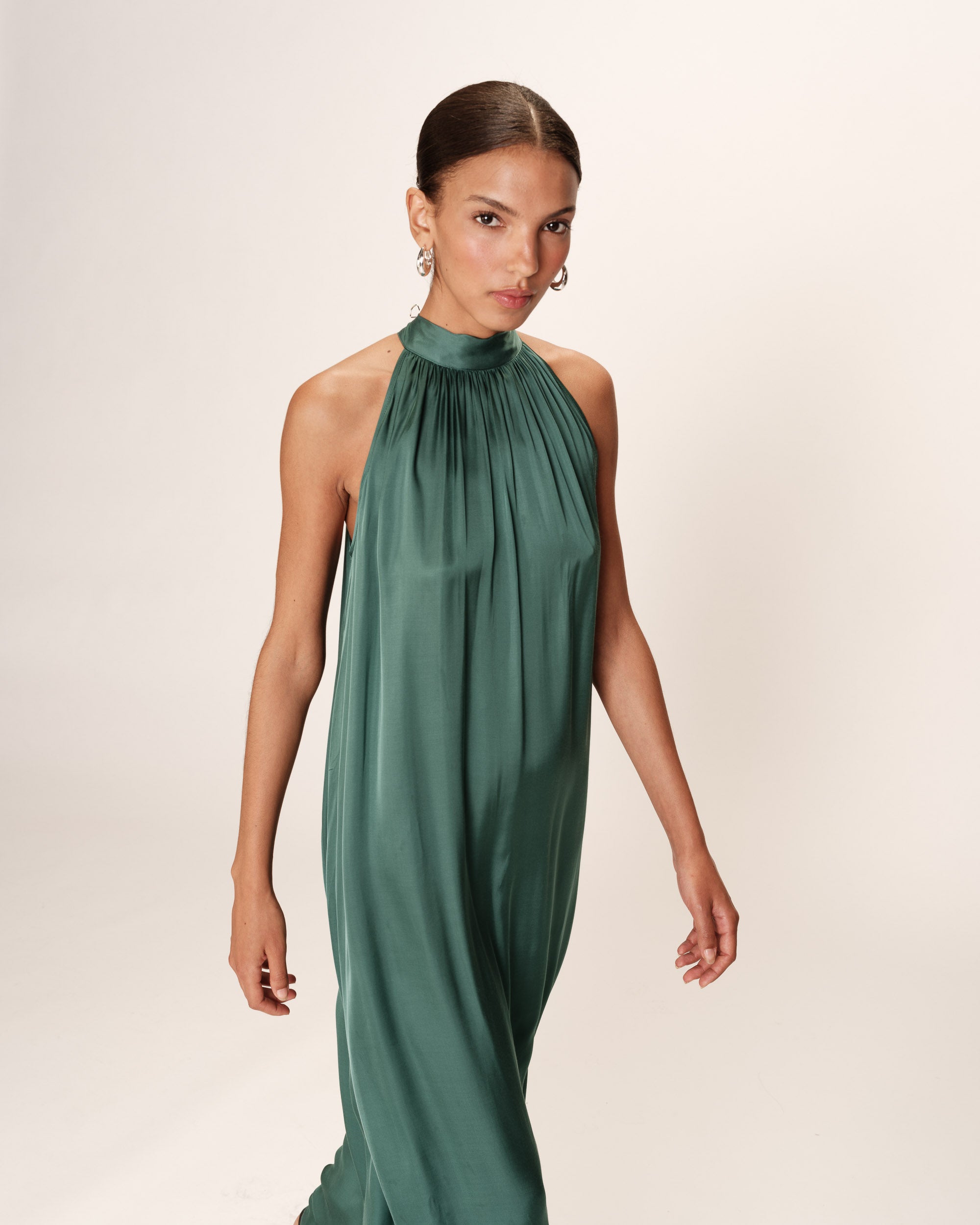 Robe Mi-Longue Rose - Emeraude