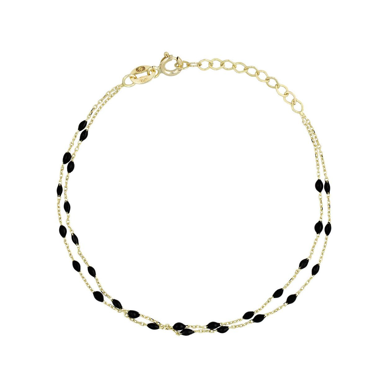 Bracelet " Double Amada Noir" Or Jaune 375/1000