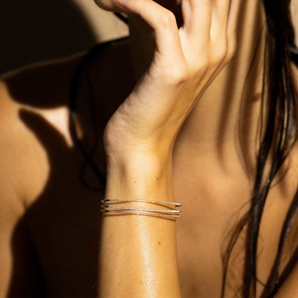 Bracelet "3 Lines Bangle" Diamants 0,28Ct/156 - Or Tricolore