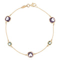 Bracelet "Pépites Multicolores, Améthyste Et Topaze Bleue"