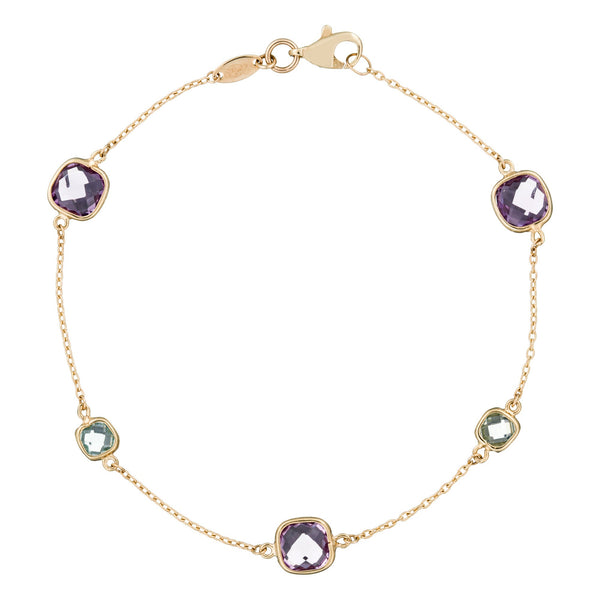 Bracelet "Pépites Multicolores, Améthyste Et Topaze Bleue"