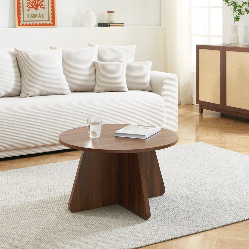 Ruba - Table Basse Ronde - Effet Noyer