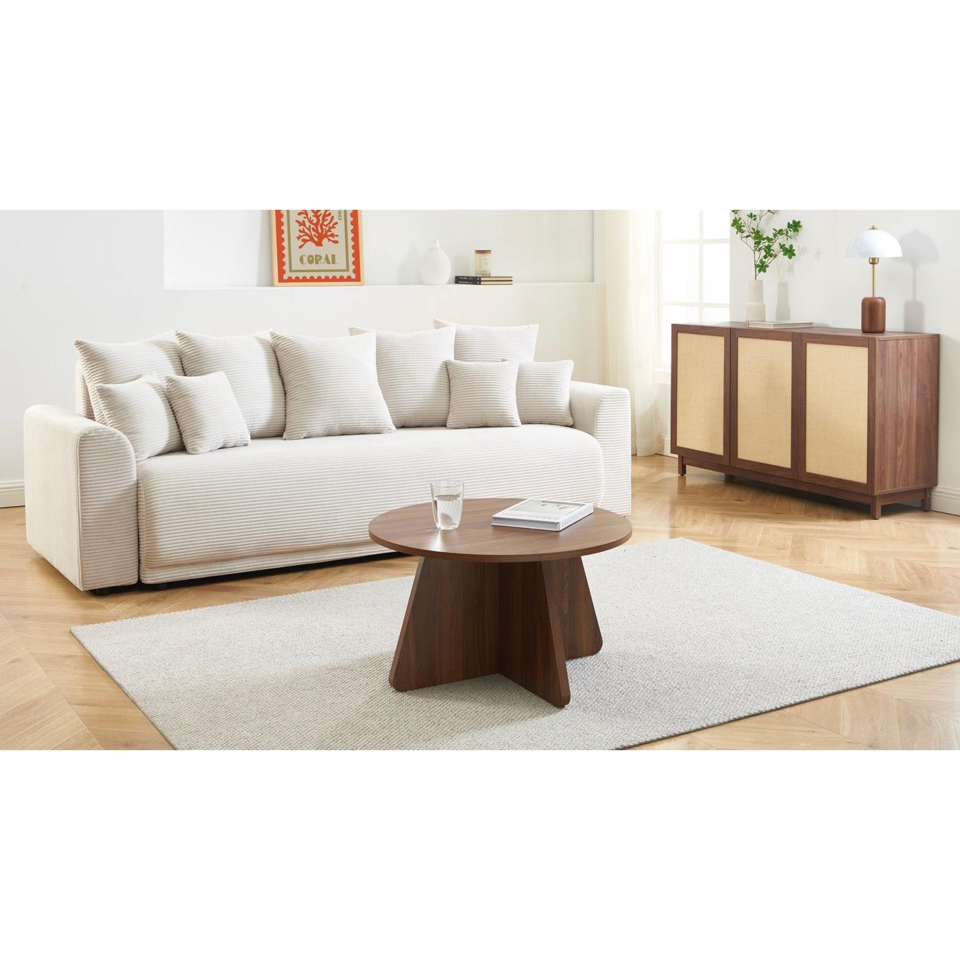 Ruba - Table Basse Ronde - Effet Noyer