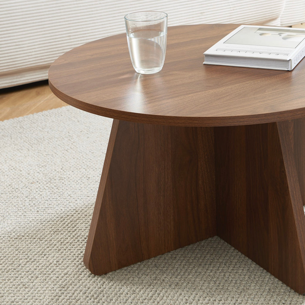 Ruba - Table Basse Ronde - Effet Noyer