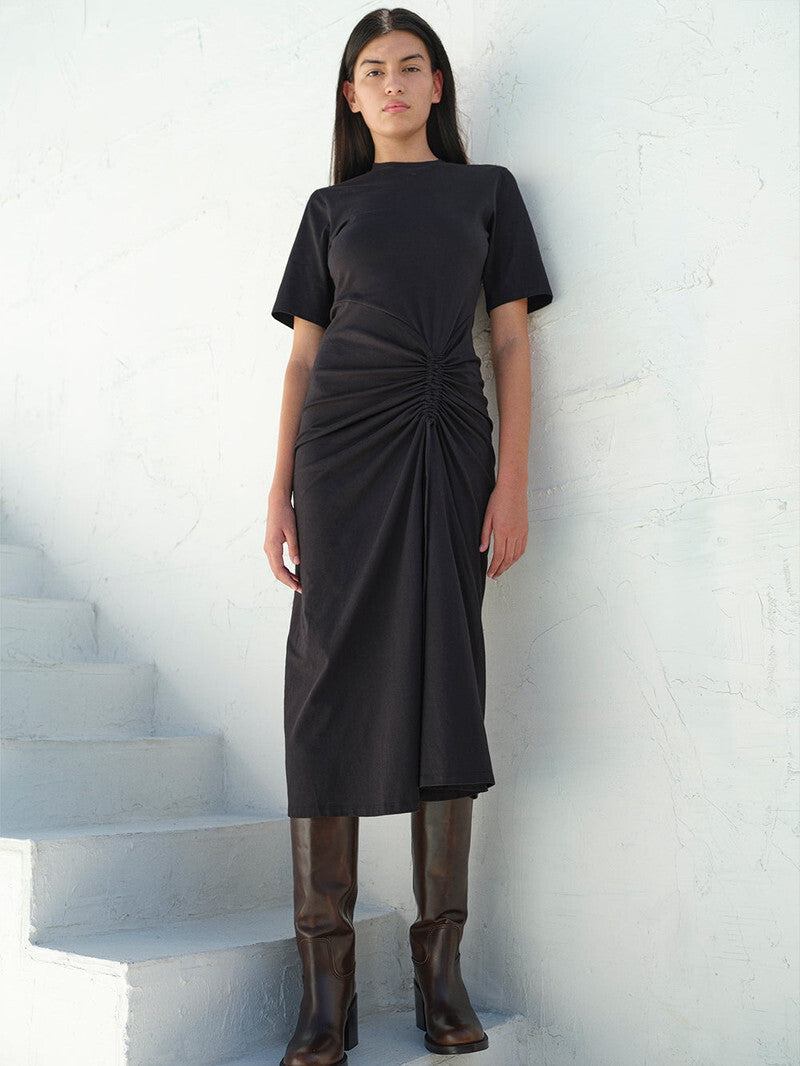 Robe Ruched Front Tie - Black