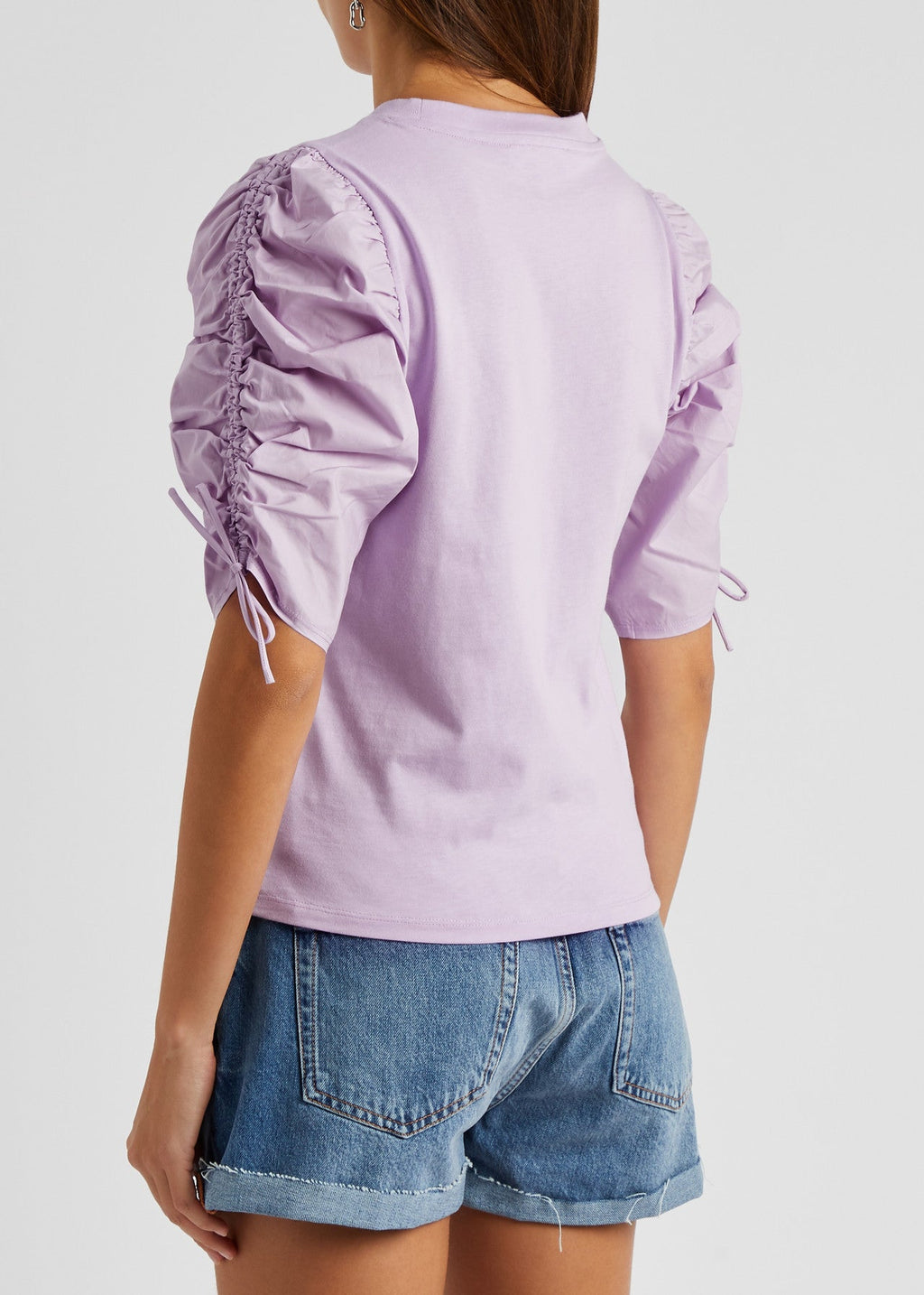 T-Shirt Ruched Tie Sleeve - Lilac