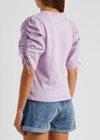 T-Shirt Ruched Tie Sleeve - Lilac