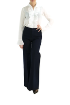 Top Ruffle Front Button Down - Blanc