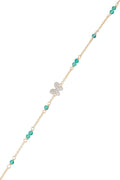 Bracelet "Mantola" D 0,082/12 Agathe Verte 0,8/11 - Or Jaune 375/1000